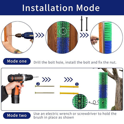 Livestock Scratch Brush With 16 Screws，Animal Back Scratching Brush for Cow,Cattle,Sheep, Horses,Pigs，Massage Grooming Tool(Green, 4pcs)