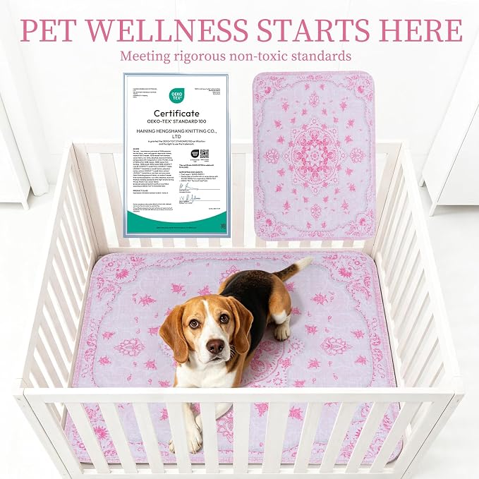 Homimp Washable Pee Pads for Dogs, 2 Pack Reusable Puppy Pads Waterproof, Absorbent and Leakproof Dog Pee Pads, Non Slip Puppy Training Pads, Pet Mat for Floor,Crate,Couch,Whelping,Pink, 36"x41"