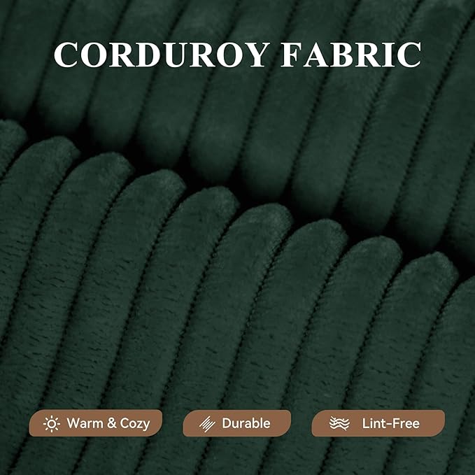 Modular Sectional Sofa with L-Shape Chaise,Cloud Sectional Modern Sleeper Couch with Deep Seat,Sponge Compression Sofas No Assembly Required(Green-Corduroy Fabric) 1PCS