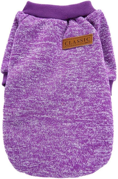 Jecikelon Dog Clothes Dogs Sweater Soft Puppies Clothing Winter Puppy Sweaters Warm Outfit for Dogs Small XXS XS Cat Apparel (Purple, XS)