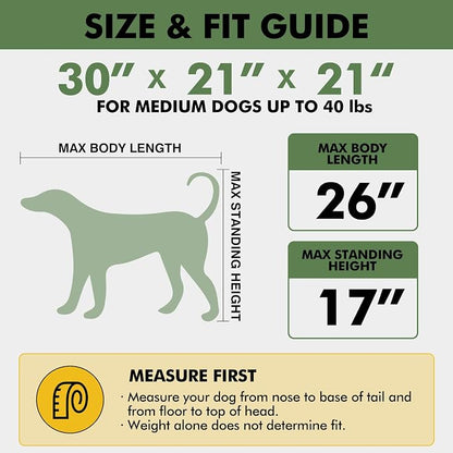 Veraste 30" Soft Collapsible Travel Dog Crate for Medium Dogs,Green | 4-Door Foldable Travel Crate,breathable mesh, foldable with storage bag