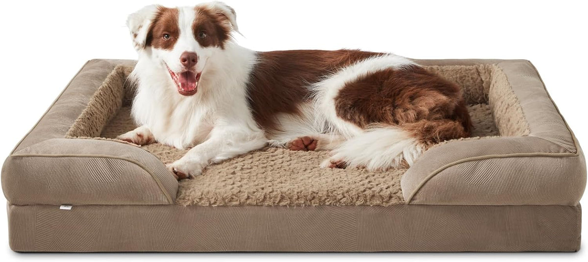 INVENHO Orthopedic Large Dog Bed, Washable Waterproof, Egg-Crate Foam Dog Couch Bed with Washable Removable Cover, Waterproof Lining and Nonskid Bottom