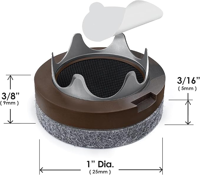 GorillaFelt CB257 Chair Leg Floor Protectors/Felt Glides (Set of 8) Tap On Felt Furniture Pads Guaranteed to Stay On, 1 Inch Round Sliders