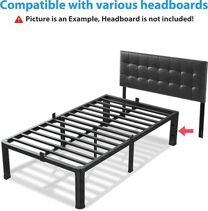 16 Inch King Size Bed Frame, 3500Lbs Heavy Duty Metal Platform with Round Corner Legs Mattress Slide Stopper, Steel Slat Support No Box Spring Needed, Noise Free, Non-Slip, Easy Assembly