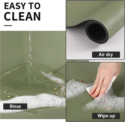 HotLive Dog Food Mat - Absorbent Cat Mat for Food and Water, No Stains Pet Feeding Bowl Mat, Easy to Clean Pet Placemats, Quick Dry Dog Water Dispenser Mat for Messy Drinkers | Green 12"x 19"