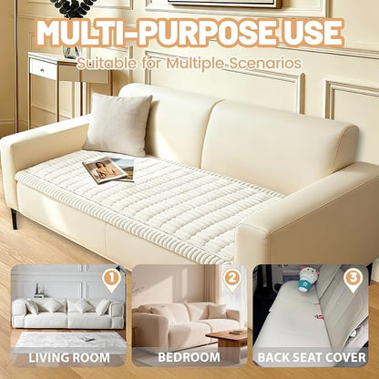 Couch Cover for Dogs Washable,Non Slip Fuzzy Durable Pet Friendly Cozy | Soft Slipcovers for 3 Cushion Sofa Cover,Plush Thick Protector Fits Mat Bed Leather & Fabric Couches (White 27.6"x82.7")