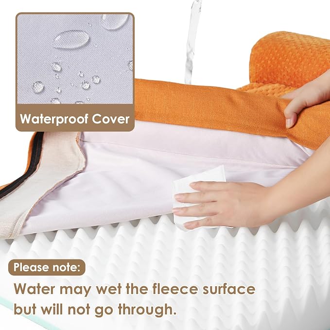 EHEYCIGA Memory Foam Dog Bed, Extra Large Orthopedic Dog Bed, Pumpkin | Washable Removable Cover, Waterproof Flat Pet Sofa Couch with Nonskid Bottom, 48x35x7.5