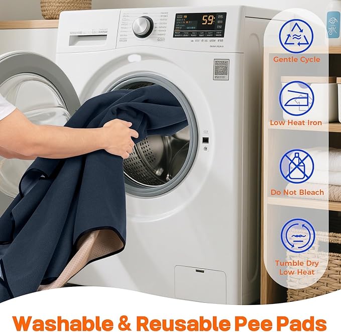 Sunsleek Reusable Puppy Pads 24"x 36" 2 Pack Washable Non-Slip Dog Pee Pads | Super Absorbent, Dog Pee Pads for Crate, Playpen, Floor, Waterproof Pet Training Mats for Whelping Pads & Incontinence