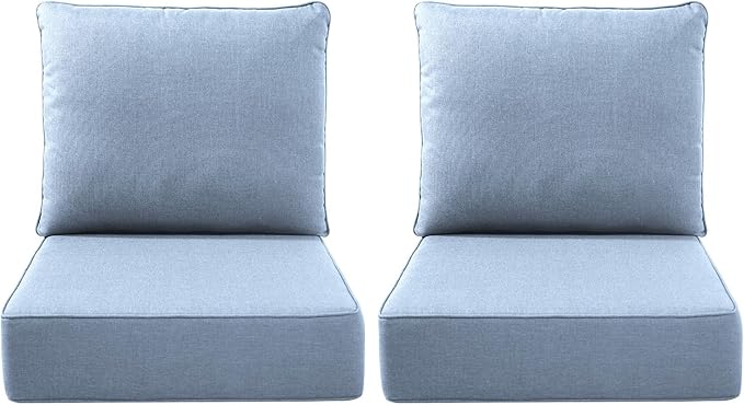 Luxury Outdoor Seat Cushion Set-22 x 24 x 6 Inch Outdoor Chair Cushions with Water Resistant & Removable Cover Outdoor Cushions for Patio Furniture Chair Sofa Couch