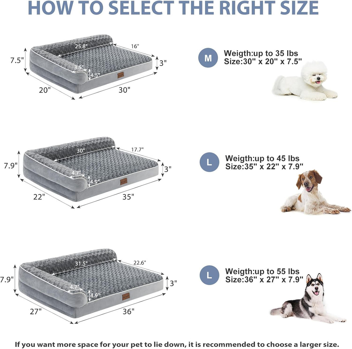 BFPETHOME Orthopedic Dog Bed for Large Dogs-Big Waterproof Sofa Dog Bed with Removable Washable Cover, Washable Pet Bed with Waterproof Lining and Nonskid Bottom,Pet Bed for Large Dogs