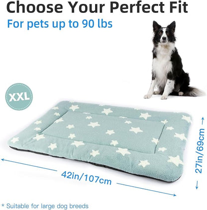 Mora Pets Dog Crate Pad Dog Bed for Crate Washable Flat Pet Kennel Mat Cute | Ultra Soft Dog Bed Mat, Crate Pad for Dog Cages Cozy Sleeping Liner, Pet Pillow Cushion Large Puppy Bed Anti Slip Blue 42x27