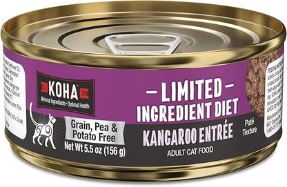 KOHA Limited Ingredient Diet Kangaroo Pate for Cats - Single Meat Cat Food for Sensitive Stomachs - Pate Kangaroo Cat Food with No Fillers, 5.5 oz - Trial Pack (3 Cans)