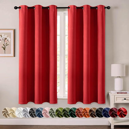 MIULEE Christmas Red Blackout Curtains