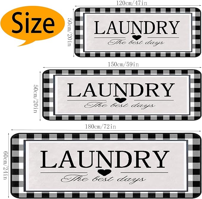 Farmhouse Laundry Room Rug Runner 24"X72" Kitchen Mat Washable Entryway Rugs Soft Non Slip Laundry Carpets Comfort Standing Desk Mats,Carpet for Sink,Office,Laundry Room Decor Accessories