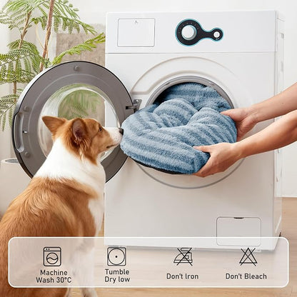 FURTIME Washable Dog Bed Medium Size Dogs, Deluxe Dog Crate Beds | Comfy Fluffy Kennel Pad Anti-Slip Pet Sleeping Mat, Machine Washable Dogs Pillow, 29"x21"x3", Blue