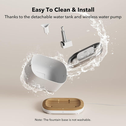 PETLIBRO App-Controlled Cat Water Fountain, Pet Water Fountain with Stainless Steel Tray, Water Fountains for Cats Indoor with Drinking Monitoring, Cat Fountains for Drinking with 2 Wireless Pumps