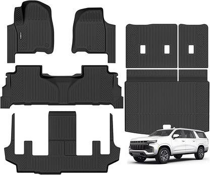 Naibeve Floor Mats for 2021-2024 Chevrolet Suburban/GMC Yukon XL/Cadillac Escalade ESV 7 Seats Bucket Seats - All Weather for Suburban/Yukon XL/Escalade ESV Floor Mats Cargo Mat 3rd Row Backrest Mats