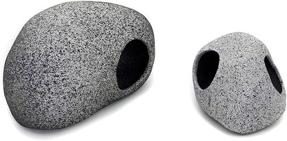 JIH Aquarium Decorations Rock, Ceramic Shelters - Shrimp Habitat, Breeding Tube, Hiding cave, Stackable Fish Tank Decor Cave for Hiding, Betta Fish (J603+J001)