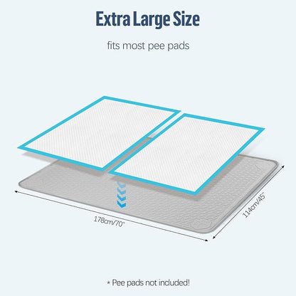 Pee Pad Holder for Dogs 70''x45'' Silicone Puppy Pee Pad Tray, Light Grey | Extra Large Dog Potty Tray Leak-Proof, High Edge, No Spill Training Pads for Floor Protection, No Pee Pads