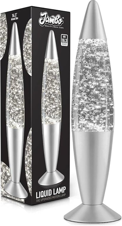 Jambo 16-Inch Silver Star Glitter Lamp I Beautiful Liquid Lamp I Entertaining for Adults and Kids I Perfect Holiday Gift