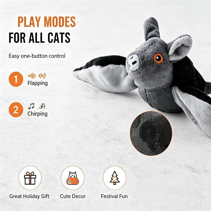 Flying Bat Dog Toy, 2026 New Flying Bat Toy for Dogs, Flapping Wings Interactive Pet Toy with Chirping Engages Cats and Dogs, Detachable USB Rechargeable, Hanging and Ground Play ，Owl：2PCS