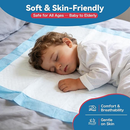 BIGGMED Tear-Resistant Disposable Bed Pads 36" x 36" 25 Count Super Absorbent Underpads, Chux Thicker Extra Large Incontinence Bed Pads, Pee Pads for Adults, Kids, Elderly, Pets