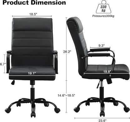BOWTHY Office Desk Chair,Modern Conference Room Chairs,High Back Ergonomic Home ofiice Chair,Adjustable Height Swivel Executive Computer Chair with Padded Seat and Armrest (Pure Black)