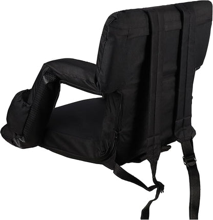 Anmiro Stadium Seats with Back Support Bleacher Chairs with Back and Extra Wide Cushion Thick Padded Bleacher Portable Reclining Seats for Football, Baseball and Basketball (Black, Medium)