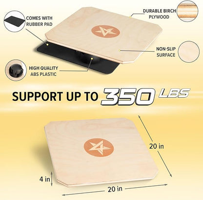 Yes4All 350LBS Professional Wooden Balance Board for Leg Workout, Anti-Slip Rocker Board, Wobble Board for Standing Desk