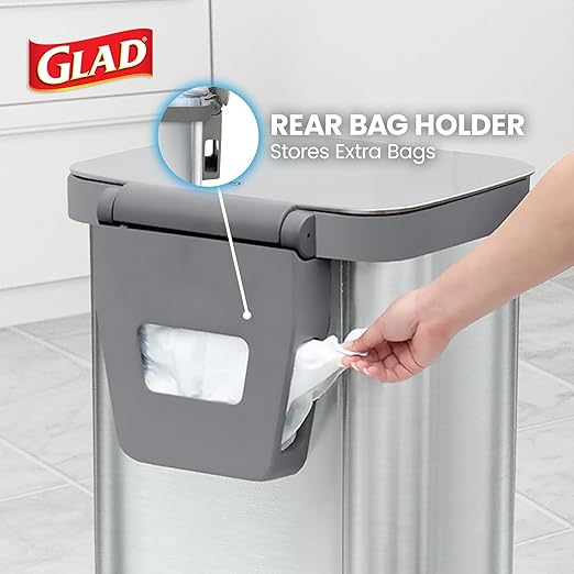 Glad Stainless Steel Step Trash Can, Series 2