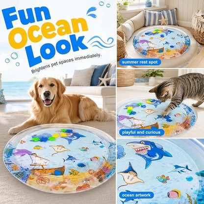 Cat Water Mat with Fish, 2026 New Interactive Cat Mat, Cat Mat for Indoor Activity, Portable Pet Water Play Mat for Cats and Dogs，A：Small,25"