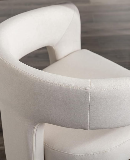 DAYALANE Modern Barrel Dining Chair, Upholstered Accent Kitchen Chair with Arms Comfy Linen Fabric Side Chair for Living Room/Home Office/Reception, Linen Cream