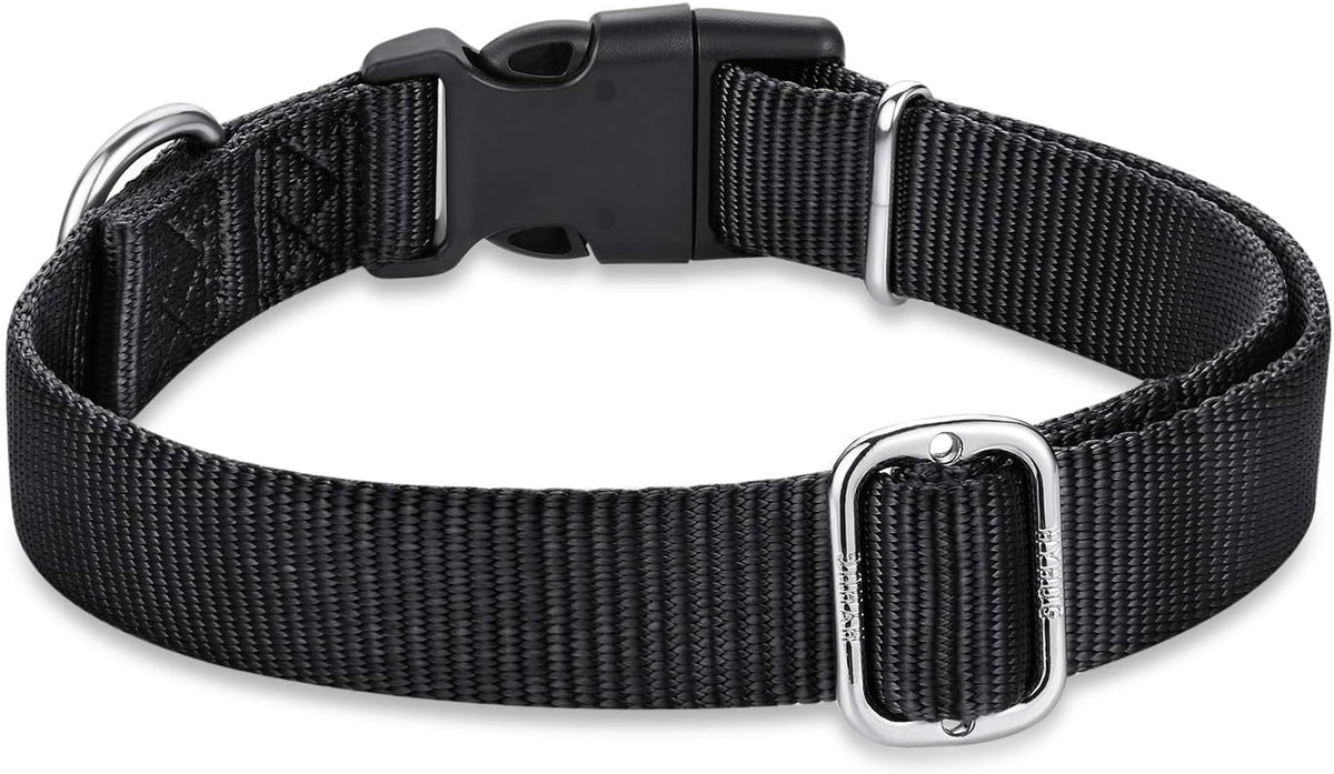 Hyhug Dog Collar with Quick Release Buckle, Heavy Duty Nylon, Basic Collar for Medium Dogs Daily Use Walking Jogging(Medium, Black)