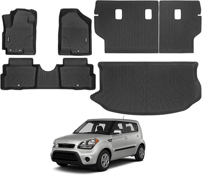 All Weather Floor Mats Fit for Kia Soul 2010-2013 Floor Mats & Trunk Mat & Backrest Mat Replacement for Kia Soul Accessories Anti-Slip Floor Liner