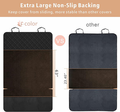 F-color SUV Cargo Liner for Dogs, Upgraded Extra Large Water Resistant Pet Cargo Cover Dog Seat Cover Mat for SUVs with Bumper Flap Protector, Non-Slip, Wear-Proof, Universal Fit, Black