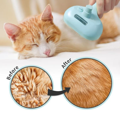 3-in-1 Self-Cleaning Pet Brush for Shedding - Removes Static and Loose Hair from Dogs and Cats (Blue)