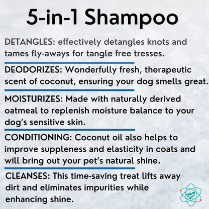 Gallon Bottle 5 in 1 Dog Shampoo for Itchy Skin - Sensitive Skin Dog Shampoo for Smelly Dogs - Dog Shampoos & Conditioners - Made in The USA
