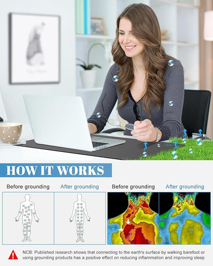 Astarexin Grounding Mat for Feet, Sleep, Energy, Support Restful Night – 24"x16" Earthing Mat for Feet, Balance & Wellness – Includes 15ft Cord for Home & Office Use