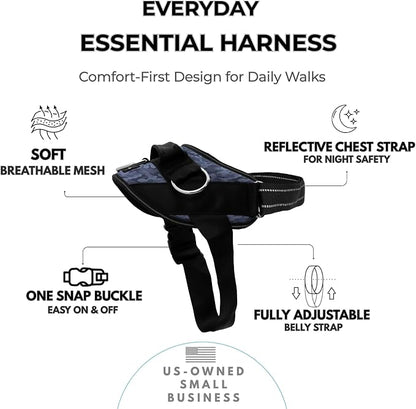 ShawnCo Essential Dog Harness, No-Pull Pet Vest (Dark Camo,XS) | 3 Leash Clips, Easy On, No-Choke, Reflective, Adjustable Fit, Padded Comfort, Control Handle, For Small, Medium & Large Dogs