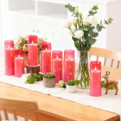 Flameless Candles with Embedded Star String, Battery Operated LED Pillar
