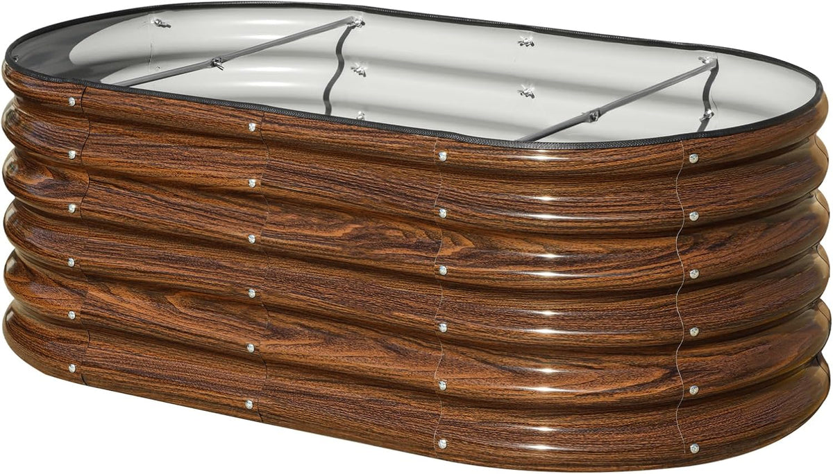 SnugNiture 4x2x1.5ft Raised Garden Bed Outdoor, 17" Tall Galvanized Metal Planter Box, Raised Garden Bed Kit for Planting Vegetables Plants Fruits, Brown