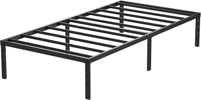 Heavy Duty Narrow Twin Bed Frame No Box Spring Needed, 14 Inch Metal Platform Narrow Twin Bed Easy Assembly, Noise Free, 30x75 Inch, Black