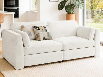 CUGOAO 83.5'' Oversized Loveseat, Couches for Living Room, Deep Seat Chenille Cloud Couch, Modular Sectional Sofa, Removable Cover, Mordern Upholstered Sofa for Apartment, Office, Beige