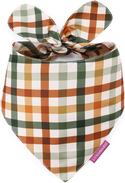 LunaMarie - Luxury Pet Birthday Bandanas -Premium & Silky Poly Fabric | 100% Handmade | Custom Shape Dual Layered (Autumn, X-Small)