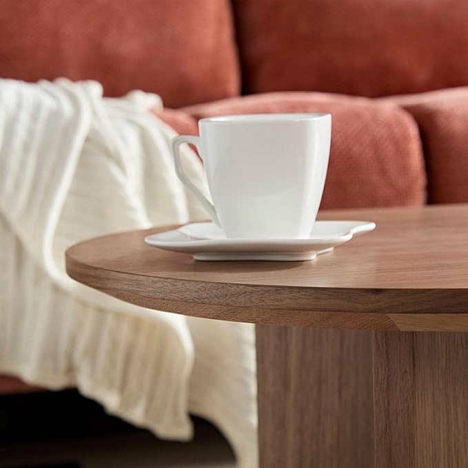 KEVINSPACE W39.37 Oval Coffee Table for Living Room Home Modern CoffeeTable with Design CoffeeTable Legs Wood Accent Center Table Mid Century Minimalist Tea Table Cocktail Table Office Walnut