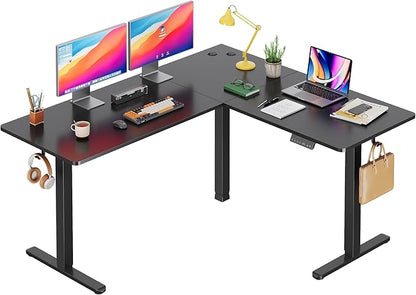 DEVAISE L Shaped Standing Desk Adjustable Height, Dual Motor Electric Corner