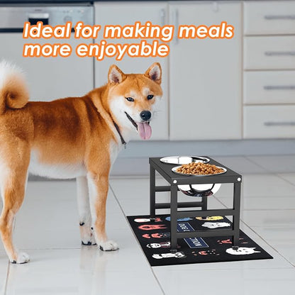 Metal Raised Dog Bowl, 10" Elevate Dog Feeder Stand, 2 Bowls & Non-Slip Mat