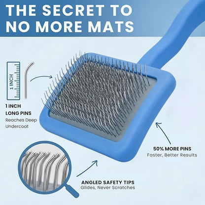 Large Slicker Brush & Lavender Detangler Spray Pack, Dog Grooming at Home | Best Brush For Long Haired Dogs, Dematting Comb & Detangling Spray For Goldendoodle Coats, Puppy Matting Grooming Supplies