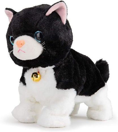 Smalody Interactive Electronic Plush Toy - Upgrade with LED Light Eyes Animated Sound Control Electronic Pet, Robot Cat Kitten Toys Gifts for Boys & Girls Kids Birthday Christmas (Black)