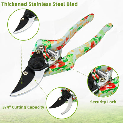 Garden Tools Set WANCHI 10 Piece Heavy Duty Floral Garden Tool Set Gardening Gifts for Women Men Birthday Rust-Proof Aluminum Garden Hand Tools Gardening Kit with Tote Bag Apron Glove